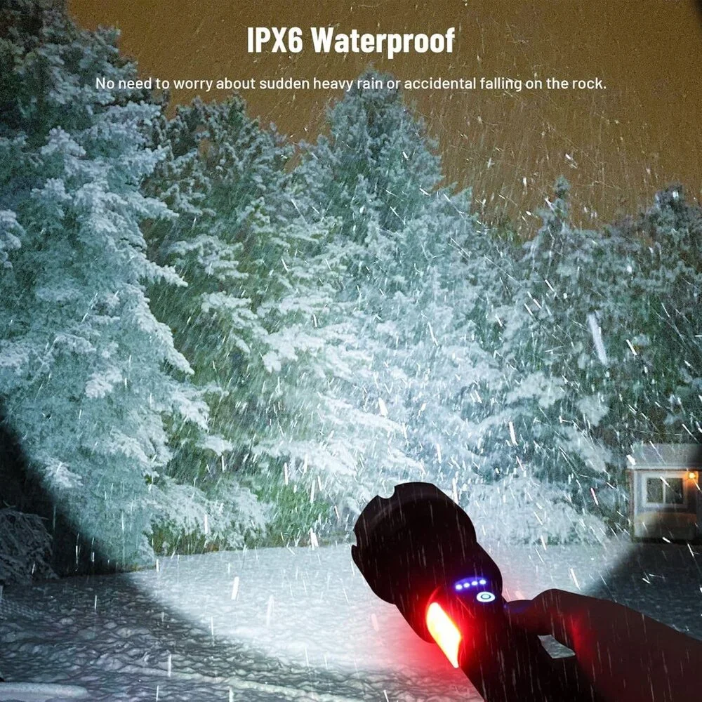 Rechargeable High-Lumen Flashlight with Spotlight and UV Mini Light for Camping - Picture 8 of 8